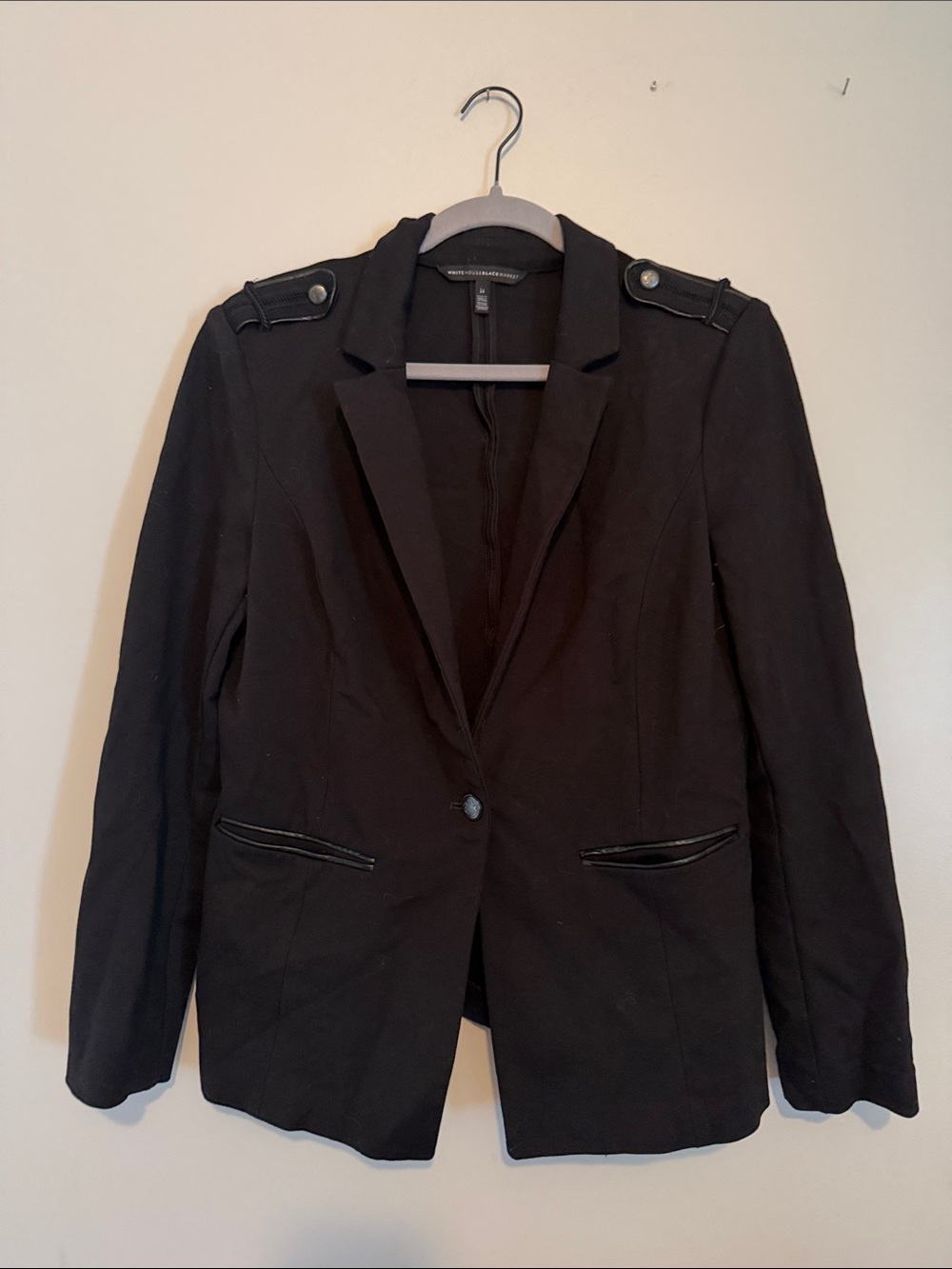 White House Black Market Black Single-Button Notch Lapel Blazer